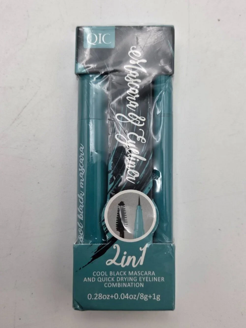 QIC Mascara and Eyeliner Pen Set 2 in 1 0.28 oz + 0.04 oz Cool Black Quick Dry